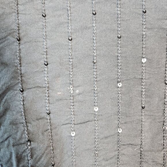 Lafayette 148 New York Blouse Women 14 Black Sequins Embroidered Striped FLAWED - Picture 12 of 16